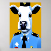 Een koe van het politieuniform | AI Art Poster (Voorkant)