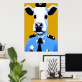 Een koe van het politieuniform | AI Art Poster (Thuiskantoor)