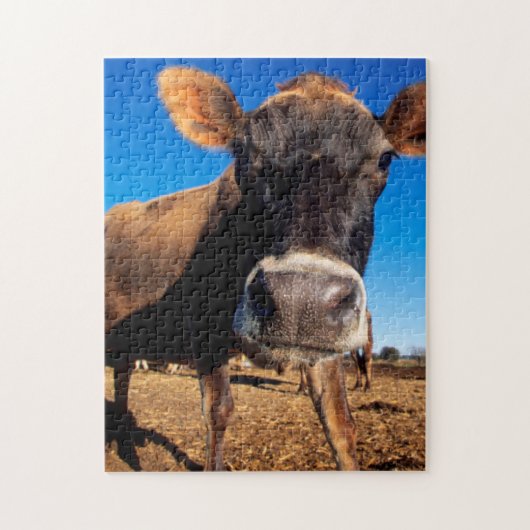 Een koe van Jersey die nieuwsgierig is Legpuzzel (Verticaal)