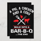 Een Koe van varkenskuikens loopt in een bar Funny  Feestdagenkaart (Voorkant / Achterkant)