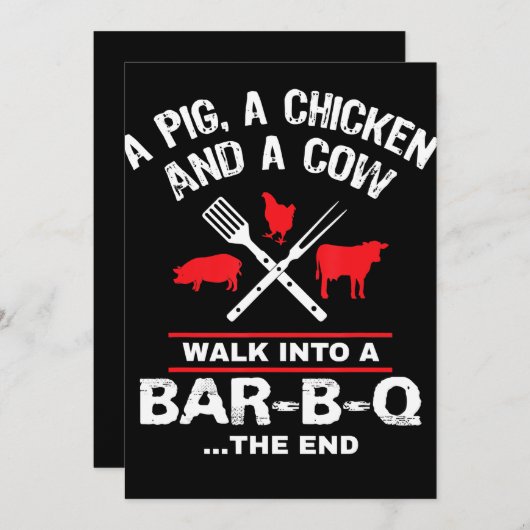 Een Koe van varkenskuikens loopt in een bar Funny  Feestdagenkaart (Voorkant / Achterkant)