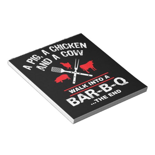 Een Koe van varkenskuikens loopt in een bar Funny Notitieblok (Schuin)