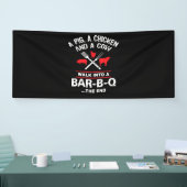 Een Koe van varkenskuikens loopt in een bar Funny Spandoek (Beurs)