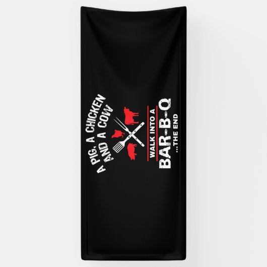 Een Koe van varkenskuikens loopt in een bar Funny Spandoek (Verticaal)