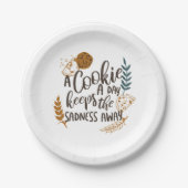Een koekje per dag houdt de verdriet weg wit papieren bordje (Voorkant)