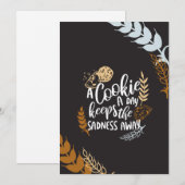 Een koekje per dag houdt het verdriet weg zwart feestdagenkaart (Voorkant / Achterkant)