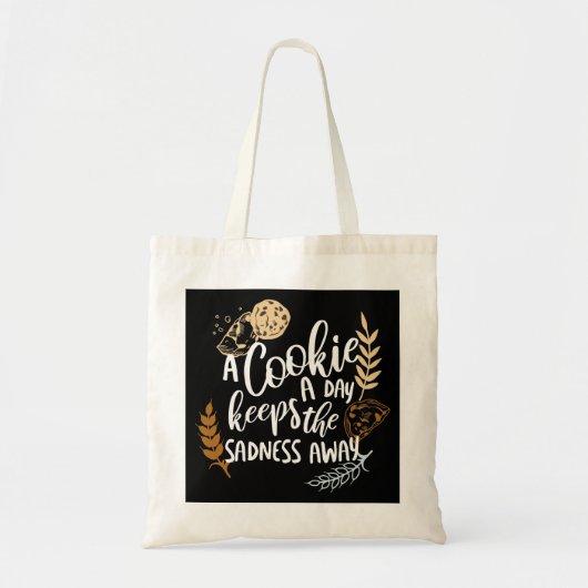 Een koekje per dag houdt het verdriet weg zwart tote bag (Voorkant)