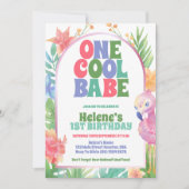 Één Koel Babe Tropische Zomer 1e Verjaardagsfeestj Kaart (Voorkant)