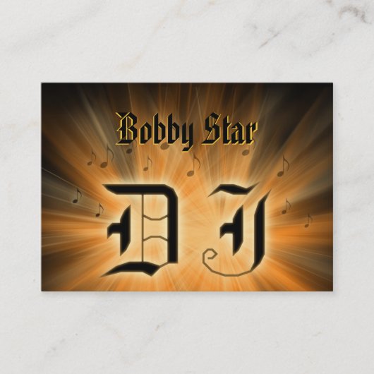 Een koel DJ oranje laserlicht visitekaartje (Voorkant)