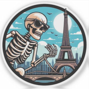 Een koel skelet in Parijs Sticker