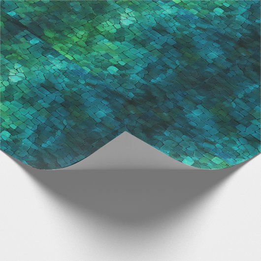 Een koele blauwe en groene textuur cadeaupapier (Hoek)
