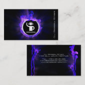 Een koele blauwe vlam DJ en een visitekaartje van (Voorkant / Achterkant)
