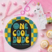 Één Koele Dude Emoji 1e Verjaardag Decoratie Papieren Bordje (Feest)