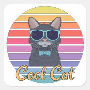 Eén koele kat vierkante sticker