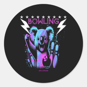 Een koele koala Beer bowling met blikseminslag Ronde Sticker