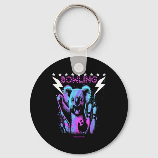 Een koele koala Beer bowling met blikseminslag Sleutelhanger (Voorkant)