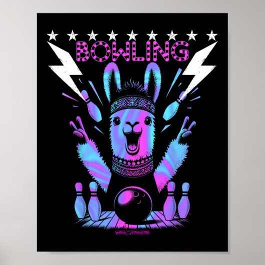 Een koele lama bowling met blikseminslag poster (Voorkant)