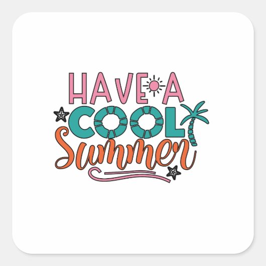 Een koele zomer vierkante sticker (Voorkant)