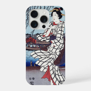 Een koele zomernamiddag bij de brug, Utagawa Hiros iPhone 15 Pro Case