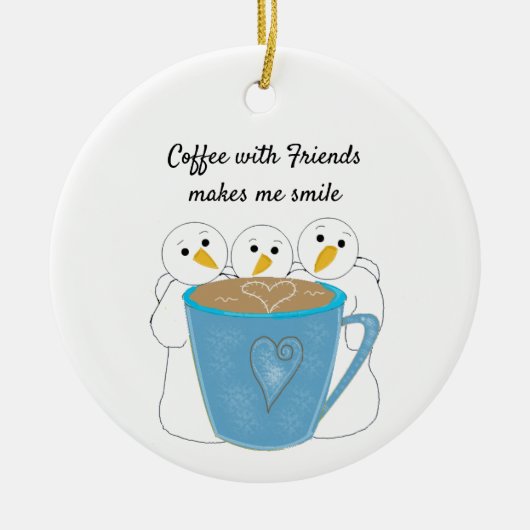 Een koffie delen met een keramisch Ornament van vr (Voorkant)