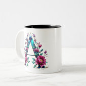 Een koffie-Mok - Floral Design voor Gifting Tweekleurige Koffiemok (Voorkant links)