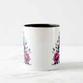 Een koffie-Mok - Floral Design voor Gifting Tweekleurige Koffiemok (Center)