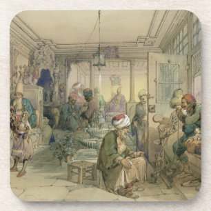 Een koffiehuis, Constantinopel, 1854 (pen & inkt & Drankjes Onderzetter