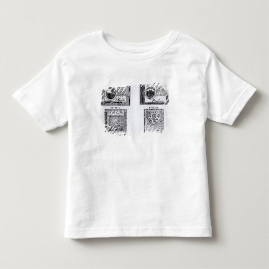 Een koloniale biljet van zes dollar kinder shirts (Voorkant)