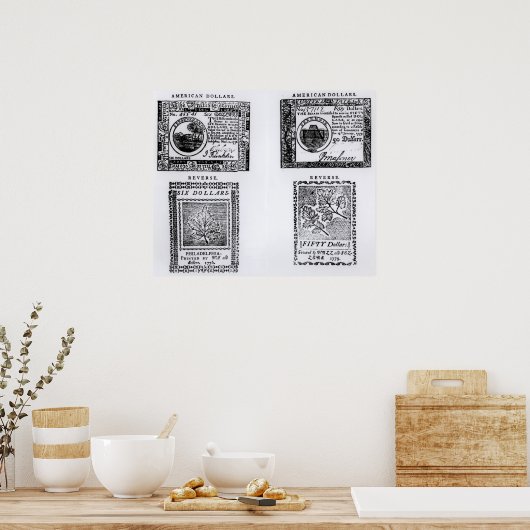 Een koloniale biljet van zes dollar poster (Keuken)