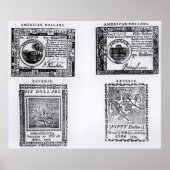 Een koloniale biljet van zes dollar poster (Voorkant)