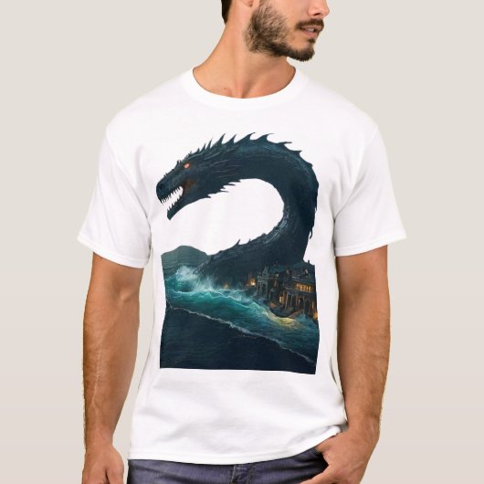 Een kolossale zeeen slang krullen rond gezonken st t-shirt (Voorkant)