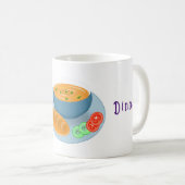 Een kom diner soep met brood koffiemok (Voorkant rechts)