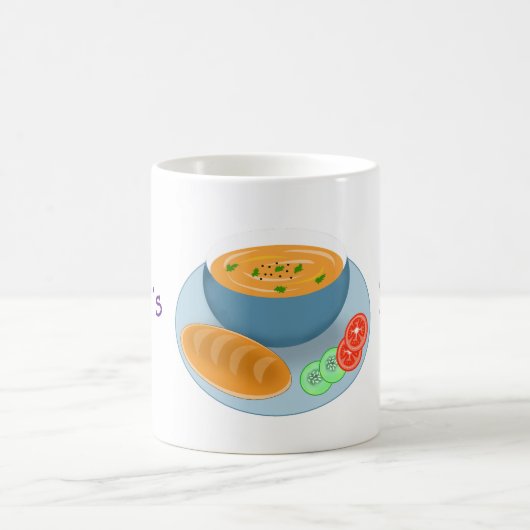 Een kom diner soep met brood koffiemok (Center)