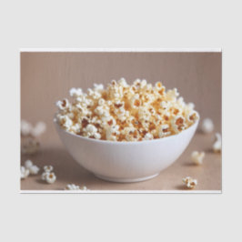 Een kom popcorn met wat verspreid tissuepapier