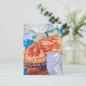 een kom spaghetti en Italiaanse collage Briefkaart (Staand voorkant)