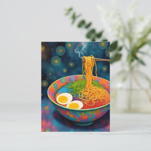 Een kom van Yummy Ramen en Eggs Briefkaart (Staand voorkant)