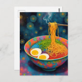 Een kom van Yummy Ramen en Eggs Briefkaart (Voorkant / Achterkant)