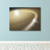 Een komeet die om een dode ster heen wordt gescheu canvas afdruk (Insitu (Houten vloer))