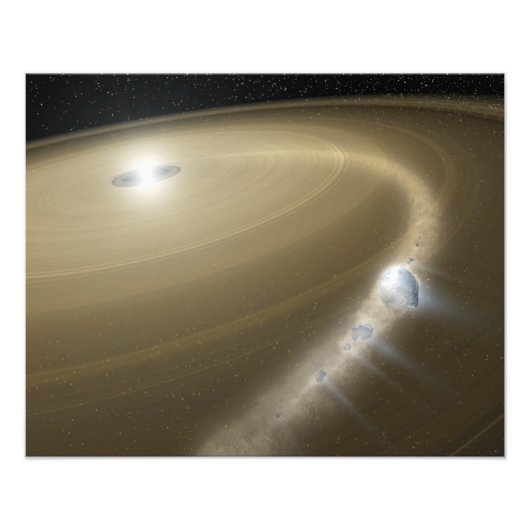 Een komeet die om een dode ster heen wordt gescheu foto afdruk (Voorkant)