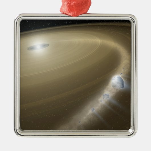 Een komeet die om een dode ster heen wordt gescheu metalen ornament (Voorkant)