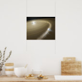 Een komeet die om een dode ster heen wordt gescheu poster (Keuken)