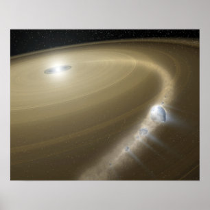 Een komeet die om een dode ster heen wordt gescheu poster