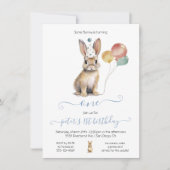 Een konijn 1e paaslente verjaardagsfeestje kaart (Voorkant)