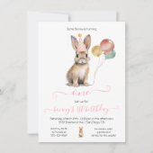 Een konijn 1e paaslente verjaardagsfeestje kaart (Voorkant)