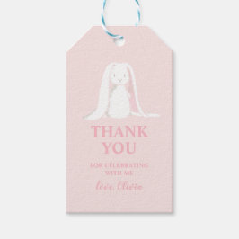 Een konijn baby shower bedankt cadeaulabel