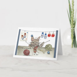 Een konijn breien een kerst Pet Kaart