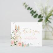 Een konijn draait een eerste verjaardag Dank u Briefkaart (Staand voorkant)