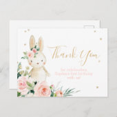 Een konijn draait een eerste verjaardag Dank u Briefkaart (Voorkant / Achterkant)
