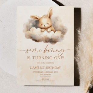 Een konijn draait er een om! 1e verjaardag kaart