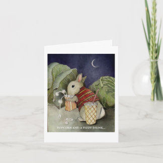 Een konijn geniet van een snack kaart